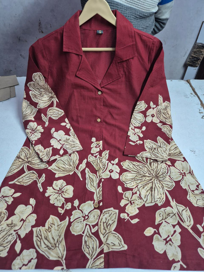 Maroon Floral Printed Kurta Palazzo Set for Women