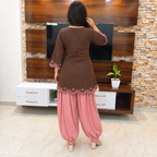 Cocoa brown kurti back view with elegant straight fit