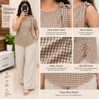 Ayla Gingham Top – Brown & White Sleeveless Top for Women