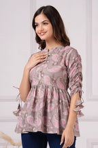 Noor Floral Printed Short Kurti for Women snarastyle