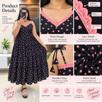 Elara Heart Dress – Black & Pink Heart Print Maxi Dress