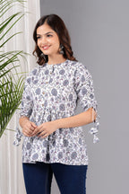 Noor Floral Printed Short Kurti for Women snarastyle