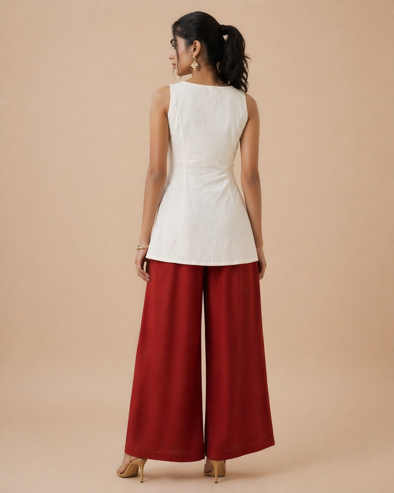 Trendy Summer Cord Set for Women | Ivory Wrap Peplum Top Outfit