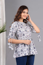Noor Floral Printed Short Kurti for Women snarastyle