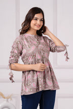 Noor Floral Printed Short Kurti for Women snarastyle