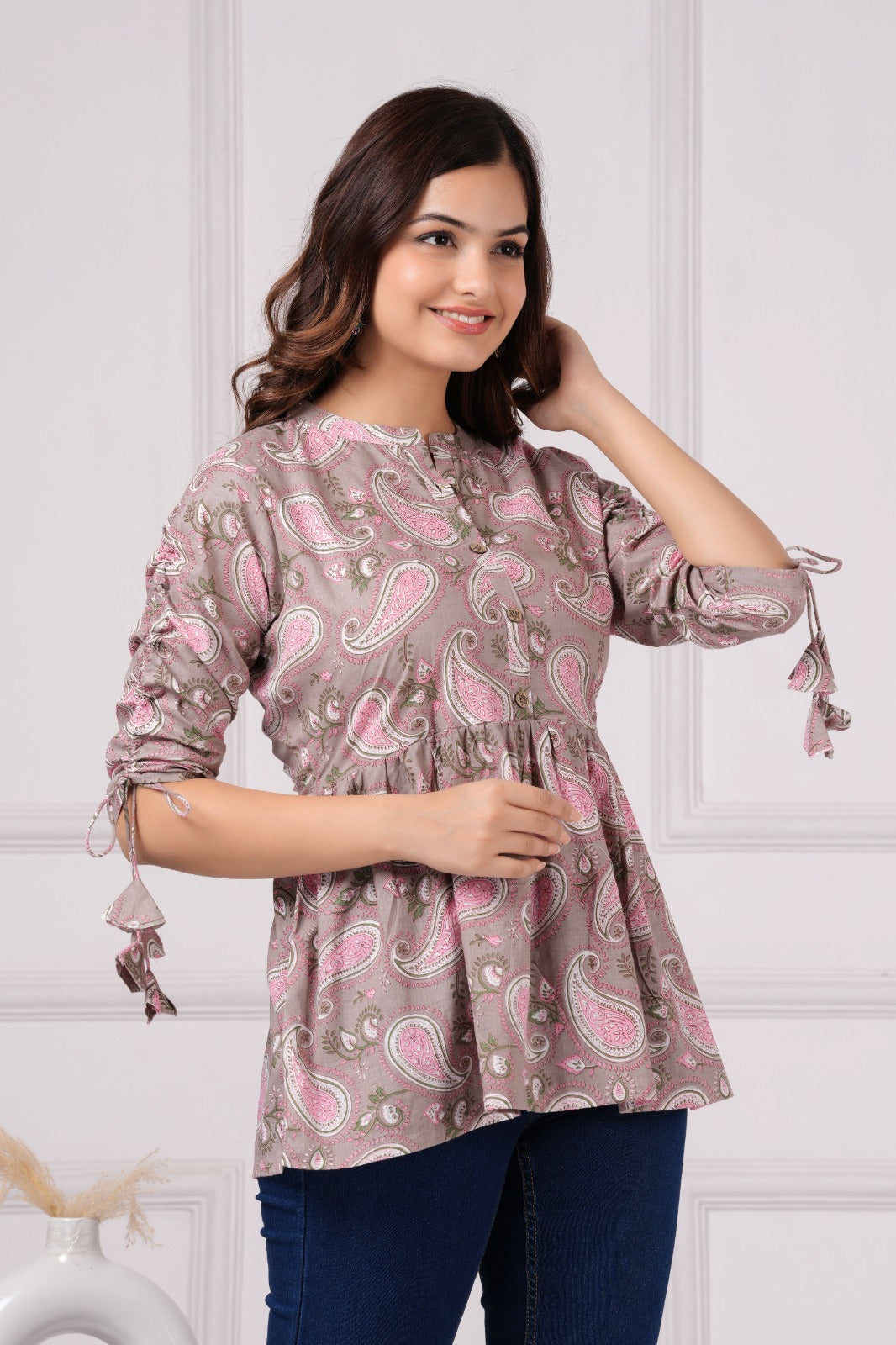 Noor Floral Printed Short Kurti for Women