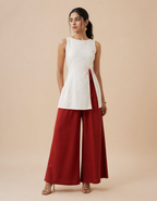 Trendy Summer Cord Set for Women | Ivory Wrap Peplum Top Outfit