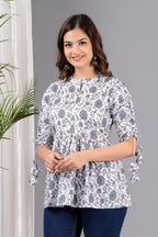 Noor Floral Printed Short Kurti for Women snarastyle